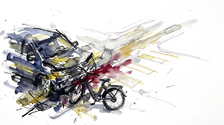 Late morning on 125th, a boy on a bike goes down