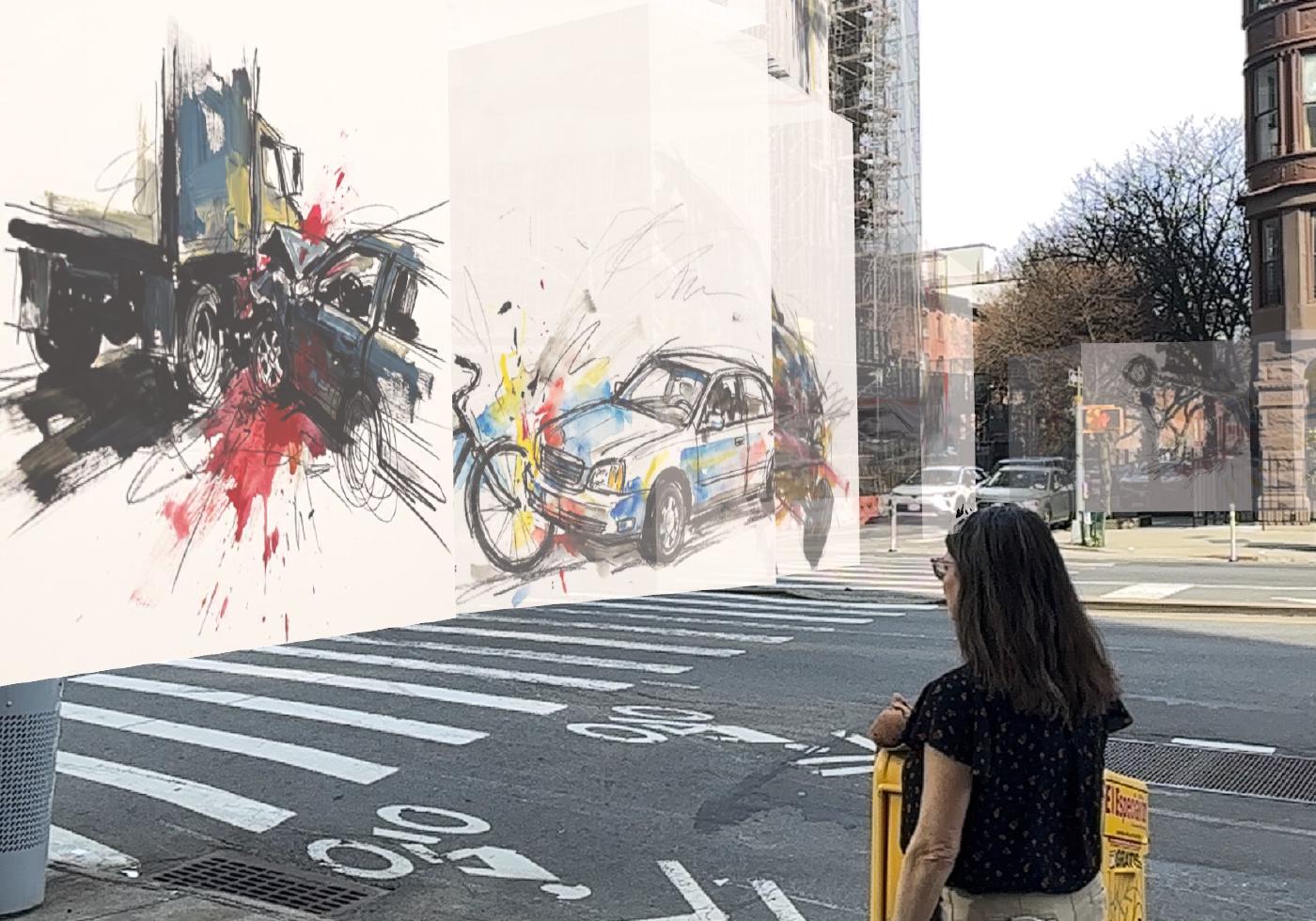 A street-level view down Atlantic Avenue with pedestrians, storefronts, and layered city light.