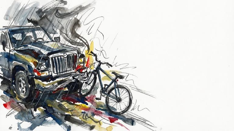 Evening comes, and the street bleeds