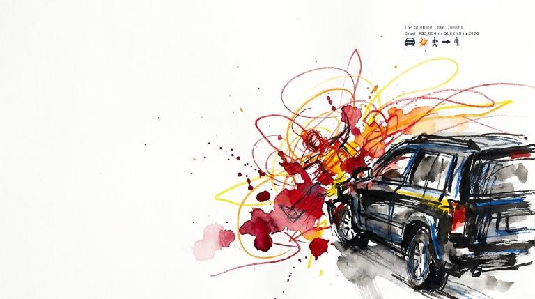 Parsons and 79th: a bike, a sedan, a fall