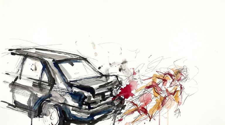 Evening on Westervelt: a boy on a bike, a car, and the math of pain